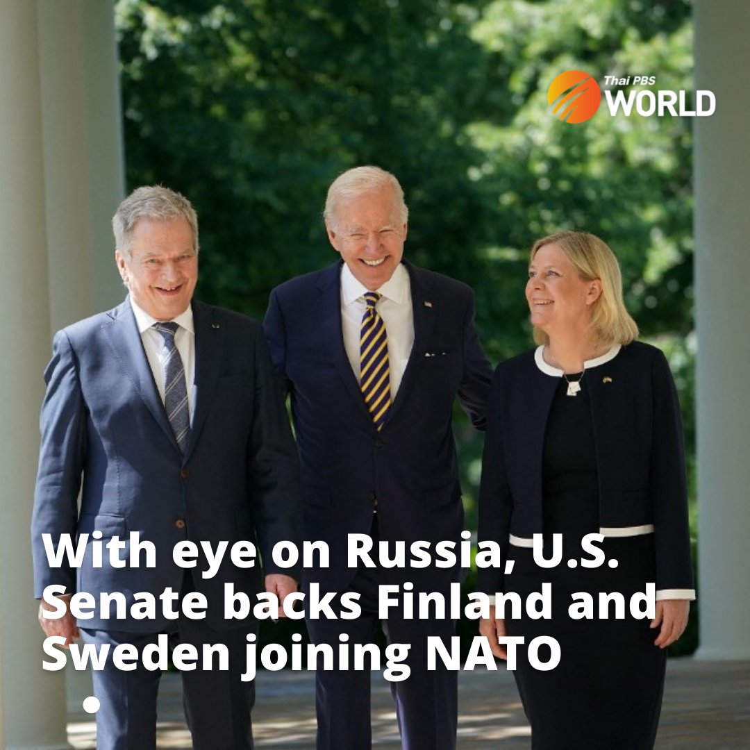 ThaiPBSWorld's tweet photo. The U.S. Senate approved on Wednesday #Finland and #Sweden‘s accession to #NATO, the most significant expansion of the 30-member alliance since the 1990s as it responds to #Russia‘s invasion of #Ukraine.
Read more: https://t.co/NsjX5WMdyQ https://t.co/6OBGuwEvSS