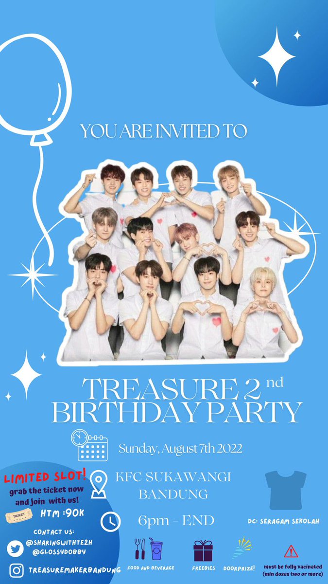 kworlds__'s tweet photo. Calling all TEUME BANDUNG!!
Buat event anniv 2nd treasure di Bandung.. 

Detail on pict^^ 

Hayuuu ihh kita raramean di kfc rayain ultah bujang🥰
Kita seru² bareng, trusss ada doorprize jugaa..

Yang mau boleh isi gform yapss 
https://t.co/8v1UUqYcVN #TREASURE #TEUME https://t.co/e0HhRMRG4i