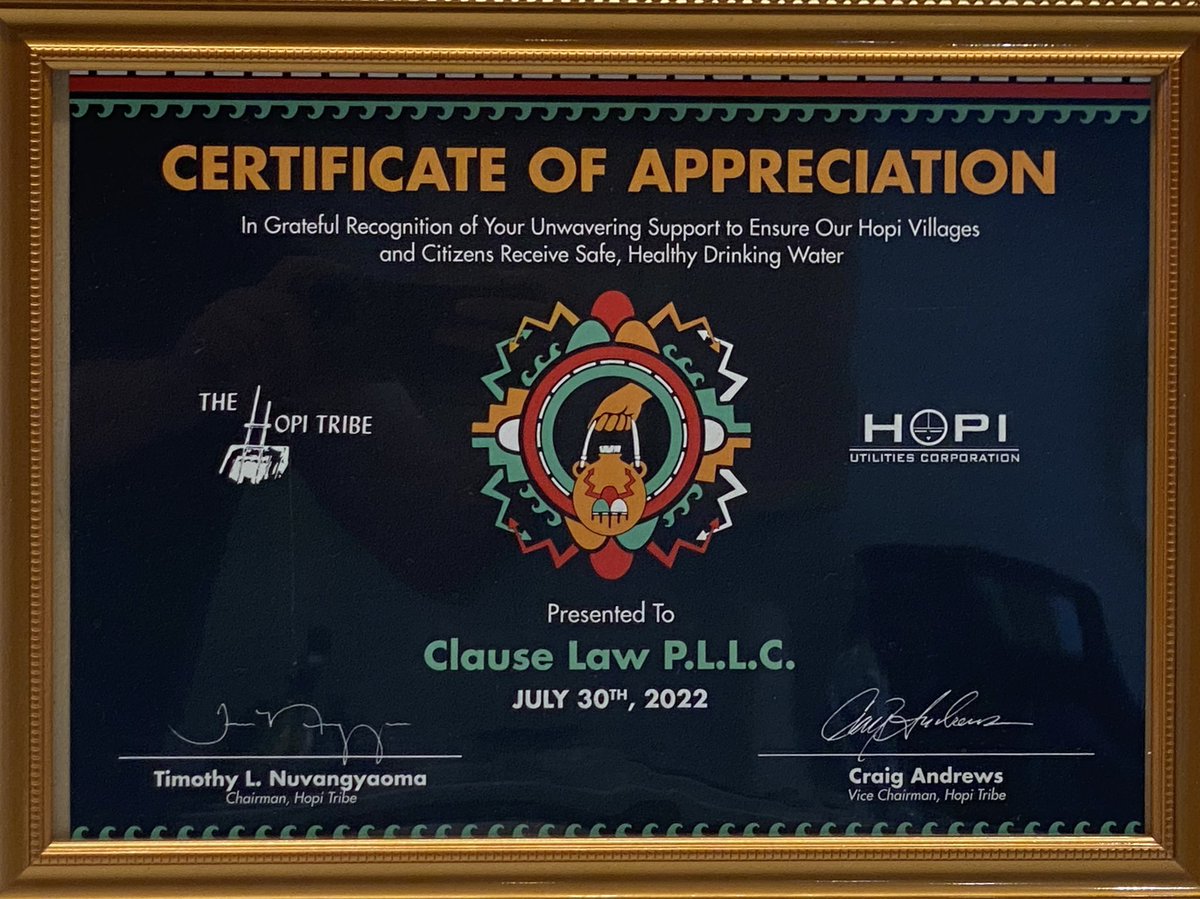 ClauseLaw's tweet photo. The Hopi Tribe has suffered the negative impacts of arsenic-contaminated drinking water for years. Our firm is proud to have helped secure funding for the Hopi Arsenic Mitigation Project that will provide clean drinking water for Hopi villages. #WaterIsLife https://t.co/Lb1T9MSy2o