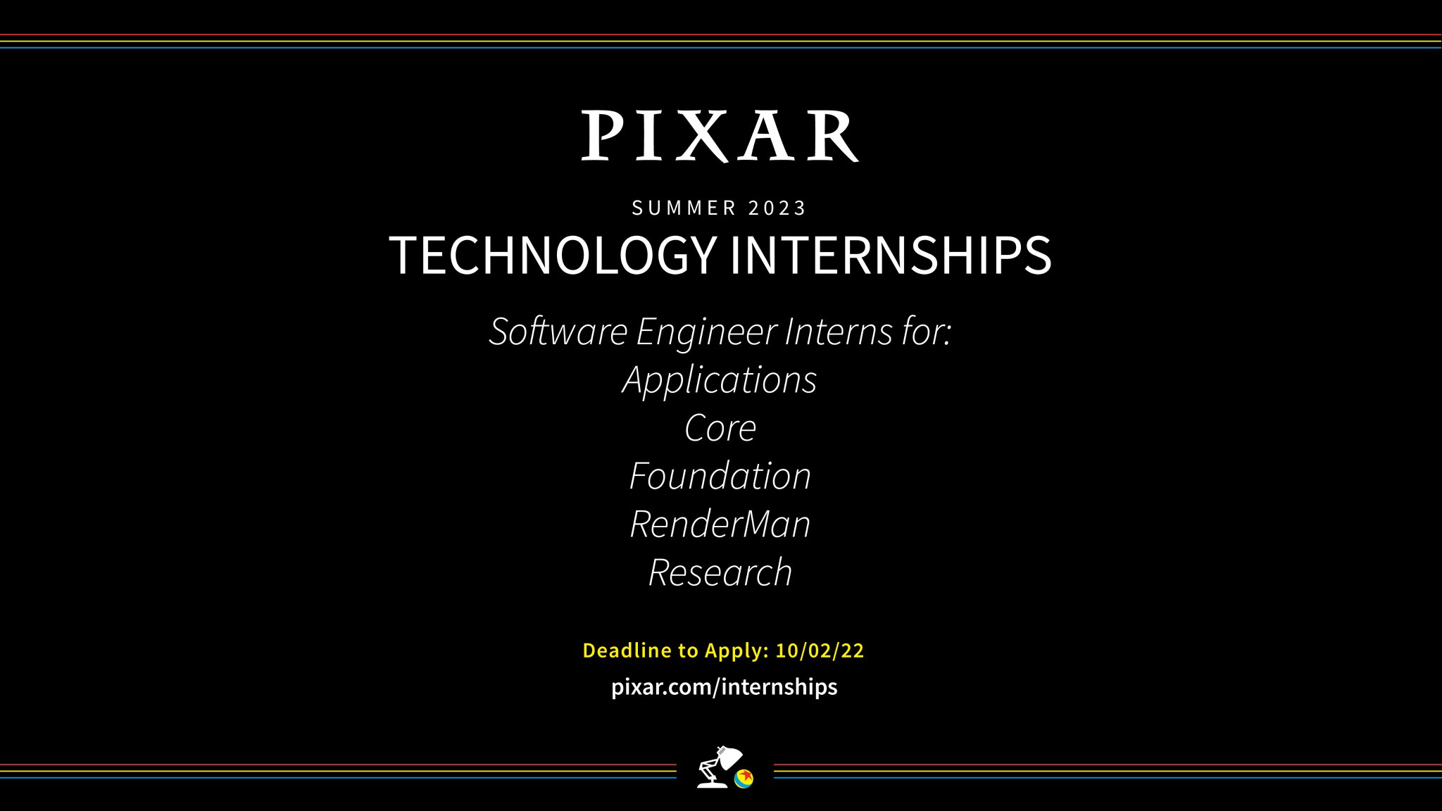Pixar Recruiting on Twitter "Now accepting applications for our Summer