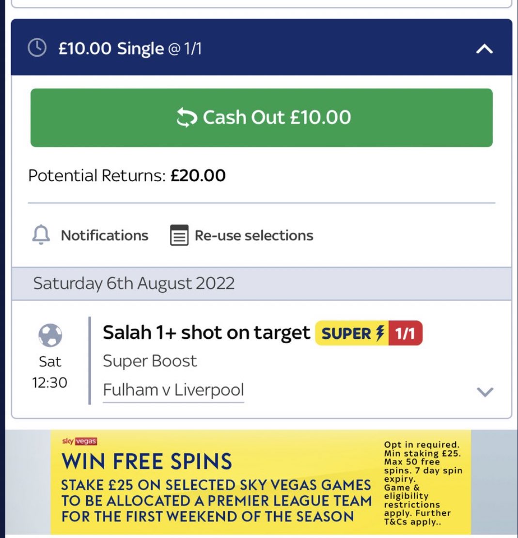 TipMan_Crypto's tweet photo. First bet for the New Season #freeone #Salah #1SOT #LiverpoolFC #skybet #whosfollowing https://t.co/hAVnRqbo6w
