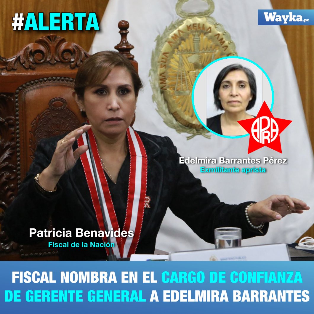 WaykaPeru's tweet photo. #ALERTA | Militante aprista desde el 2008 hasta noviembre del 2021, exfuncionaria de EsSalud e involucrada en pagos irregulares a trabajadores de la institución y viceministra del Ministerio del Interior en el gobierno de Alan García. https://t.co/aljRGp3LEo