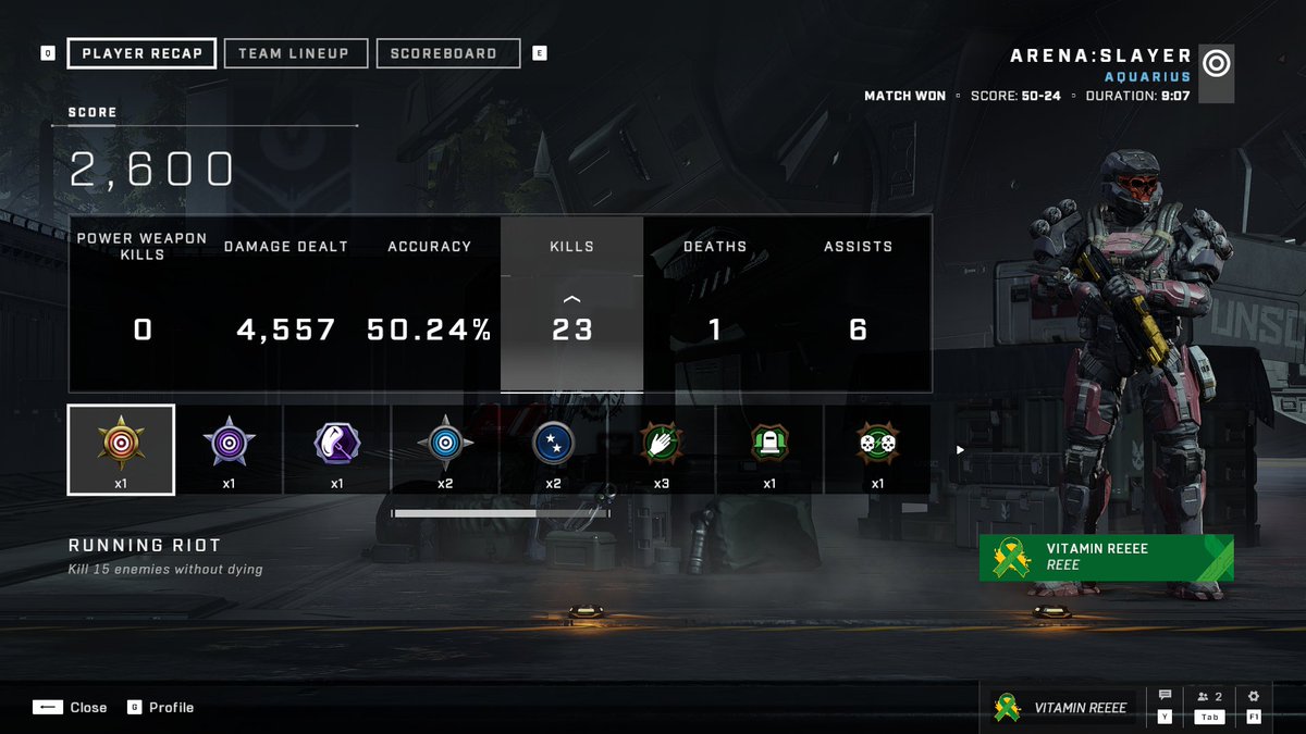 VITAMIN_REEEE's tweet photo. Todays damage... #Halo #HaloInfinite #Slayer https://t.co/nFzPH2mBOR