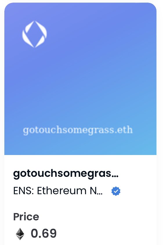 Who’s going to buy this #ens #ensdomains just to remind them to get off their ass everyday? #GoTouchSomeGrass
