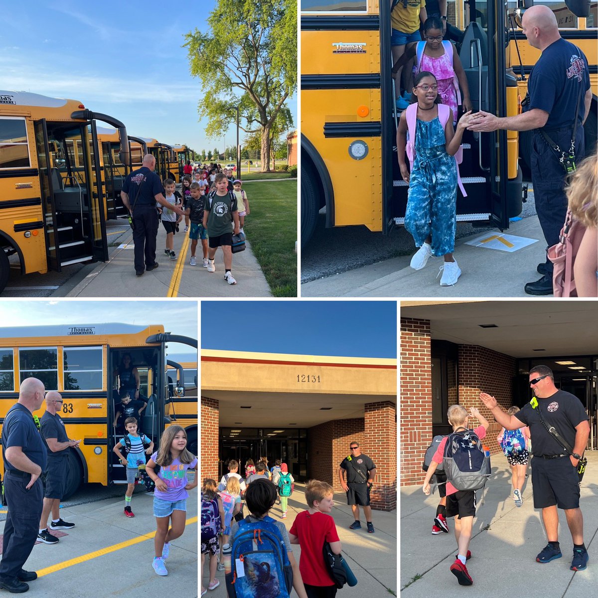 TherisaSeymour's tweet photo. We loved having @FishersFireDept help welcome our Ss to the beginning of an amazing school year! Thankful for their involvement with @HSESchools! The #FCEfish @FCEhse support our FFD! Such a caring city @FishersIN! ❤️#FirstDayHSE https://t.co/28iXor6UjQ
