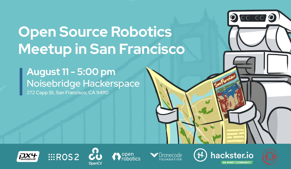 Dronecode's tweet image. Hey #PX4 devs, next week, we are hosting a meetup with @OpenCVPlanet and ROS at @noisebridge Hackerspace in 🌉 San Francisco. It would be great to meet in person and talk about cool projects and hacks you are working on!

🔗 lnkd.in/gqkp6VGN