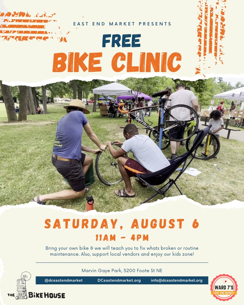 East End Market is excited to have The Bike House on at the market this Saturday. Bring your bike for a self-guided tune-up. No tools or supplies needed. 

Thanks for the support Bike House.