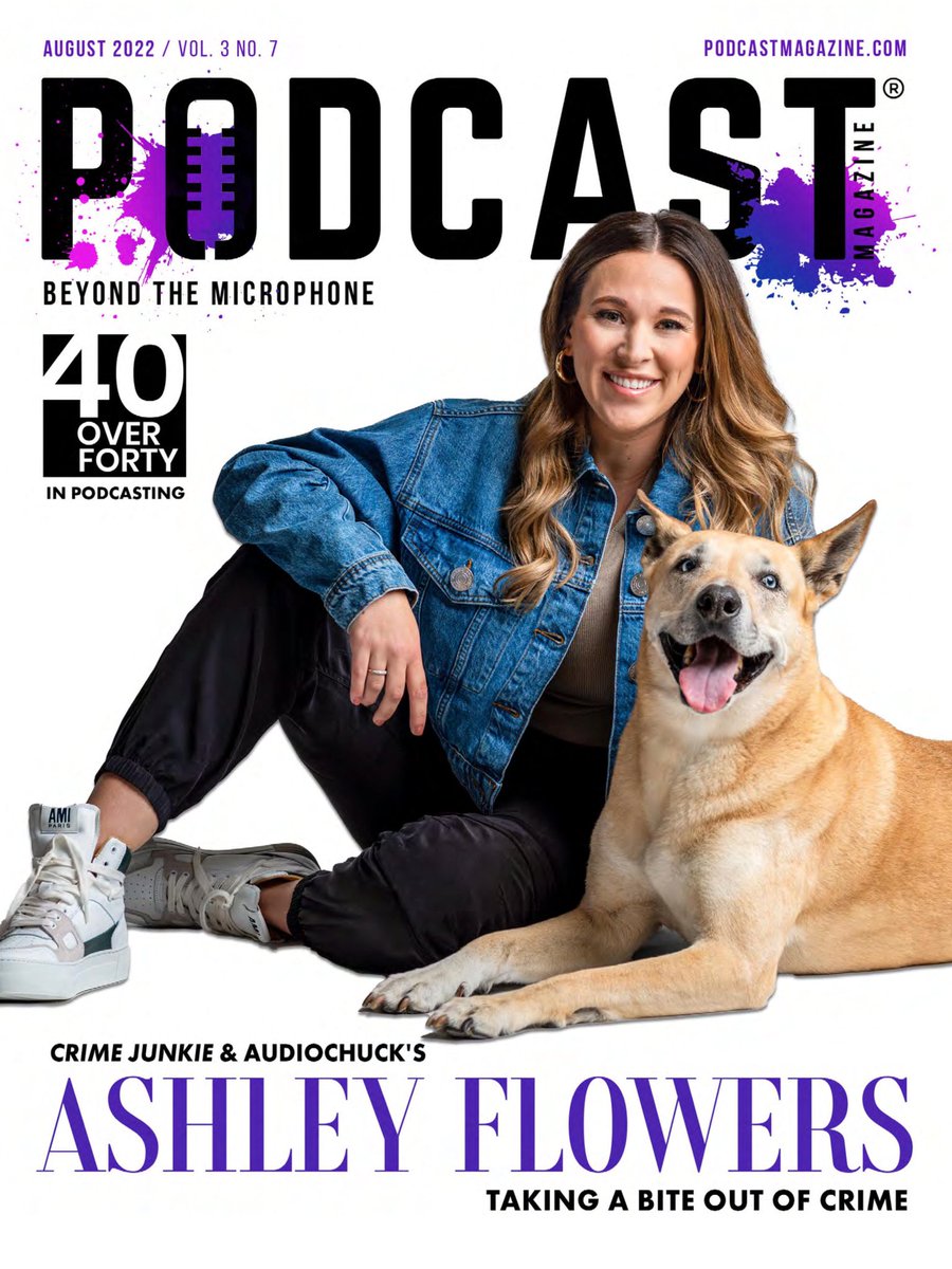 CrimeJunkiePod's tweet photo. Our cover girl! 📸
Did you see @Ash_Flowers (and Chuck too of course 😉) was featured on the August cover of @ThePodcastMag? 

Check it out &amp; read the full article right here: https://t.co/OhAEWVJSjQ https://t.co/TErU7i3TN4