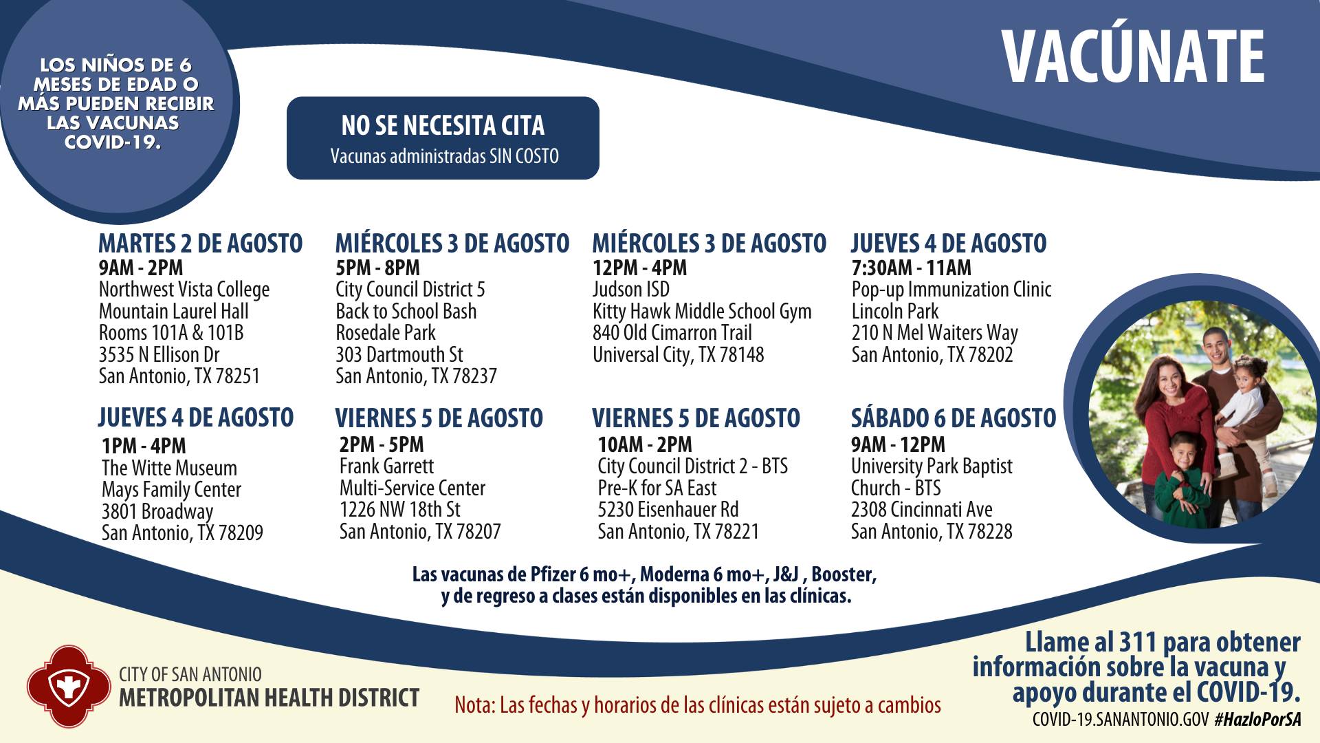 Pre K 4 Sa Via Sametrohealth No Appointment Needed Here Are The Metro Health Hosted Pop Up Covid 19 Vaccine Clinic Hours Across The City Gift Cards Still Available Back To School Vaccines