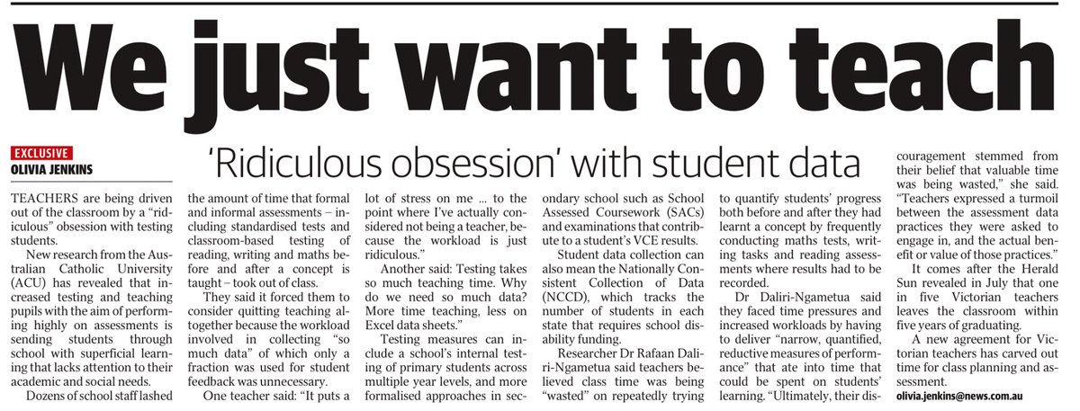 RafaanDNgametua's tweet photo. “Teachers expressed a turmoil between the assessment data practices they were asked to engage in, and the actual benefit or value of those practices.”

Ultimately, their discouragement stemmed from their belief that valuable time was being wasted,” she said. 

@ACUmedia https://t.co/JrenHr5uG6