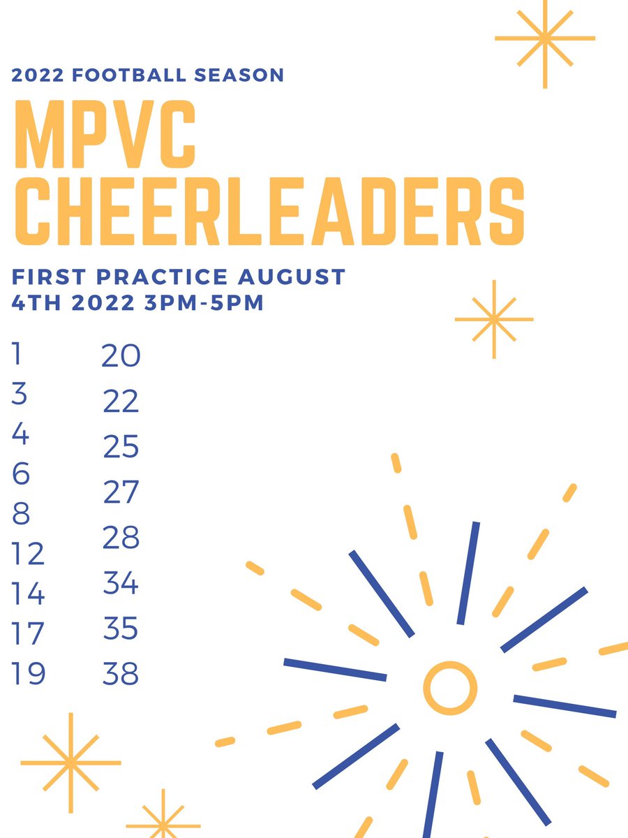 Congratulations to the following for making the 2022-2023 MPVC Football Cheer team.