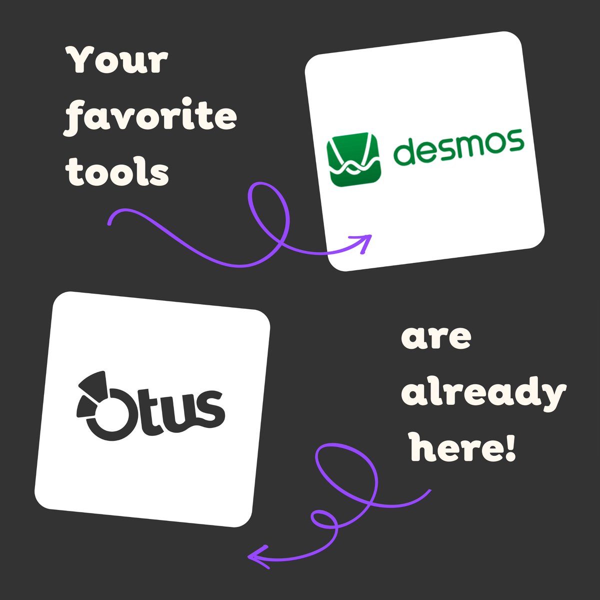 Did you know that <a href="/Desmos/">Desmos</a> calculators are available in Otus? That's right, no more running back to the lockers! 

To see exactly how this Demos integration works, check out this short Otus Live session featuring Olivia, an Otus Client Support Specialist: otus.com/on-demand-pd/u…