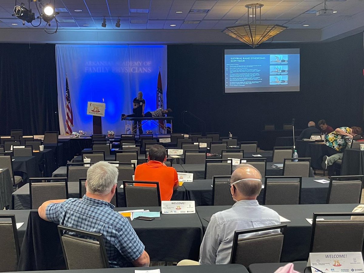 NYITCOMAR's tweet photo. Dr. Brianne Wehner, asst prof of osteopathic manipulative medicine, is leading a session called “OMM for MDs” at the Arkansas Academy of Family Physicians conference in Little Rock this afternoon. Thanks to SD Makayla Lund for helping out! #arafp @AOAforDOs @AACOMmunities https://t.co/uZo56QSv6V