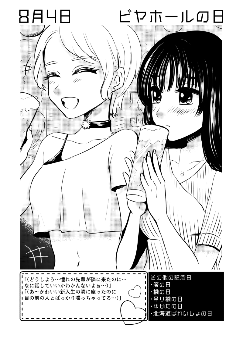 8月4日は #ビヤホールの日 ✨
#百合で紹介する毎日の記念日
#創作百合 