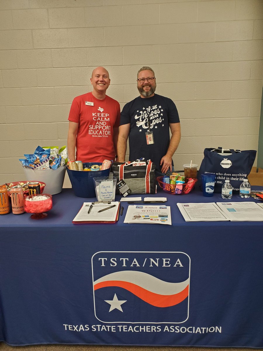 EdAbilene1's tweet photo. New Teacher Orientation Day 2 Abilene ISD! 38 New Members signed up!! We are so excited you chose us as your community. 2 days left.
We are still raffling off great prizes &amp; giving New Members $50 cash, gift bag of school supplies, super cool tshirt, &amp; $20 referrals #TeamTSTA https://t.co/Ka7K9F098M