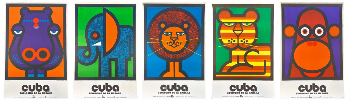 Lett_Arc's tweet photo. Jorge Hernandez, screenprint posters for Zoológico de La Habana, Cuba, 1974. https://t.co/tBoMHs3DOY