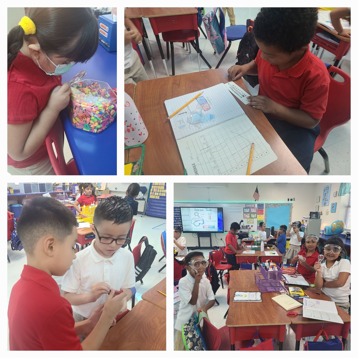 Second graders enthusiastic about exploring with Science rules and tools. #It'sAGreatDayToBeAJaguar