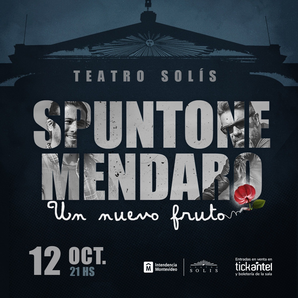 AleSpuntone's tweet photo. Amigos, ya están las entradas en @Tickantel para @spuntonemendaro el 12 de octubre en el @TeatroSolis. Les dejo el link:

https://t.co/ZfmeDfeiDd https://t.co/B3NoZ4yfhg