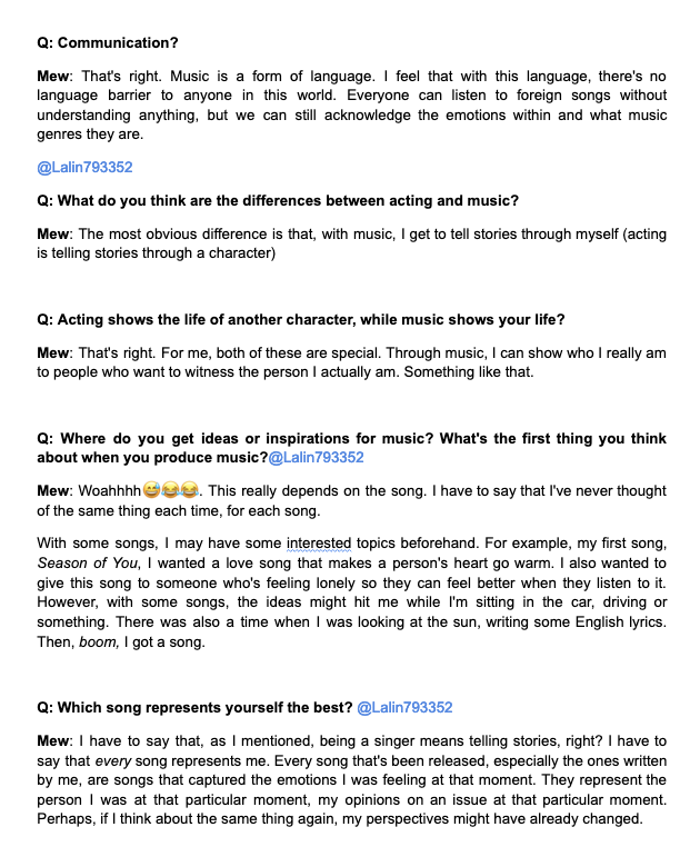 Lalin793352's tweet photo. ...how do I say this? Thank you, K-Odyssey, for the interview with #MewSuppasit but...the Eng sub doesn't match what P'Mew was actually saying😅. I guess you guys got additional info
🔗https://t.co/1KV2MWOi4g 
#ForeverLove by #MewSuppasit #ForeverLove_MewSuppasit #MGLalinTrans https://t.co/hcsvm0XihG