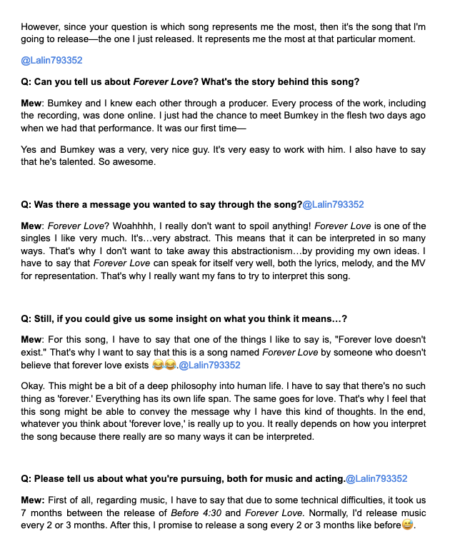 Lalin793352's tweet photo. ...how do I say this? Thank you, K-Odyssey, for the interview with #MewSuppasit but...the Eng sub doesn't match what P'Mew was actually saying😅. I guess you guys got additional info
🔗https://t.co/1KV2MWOi4g 
#ForeverLove by #MewSuppasit #ForeverLove_MewSuppasit #MGLalinTrans https://t.co/hcsvm0XihG