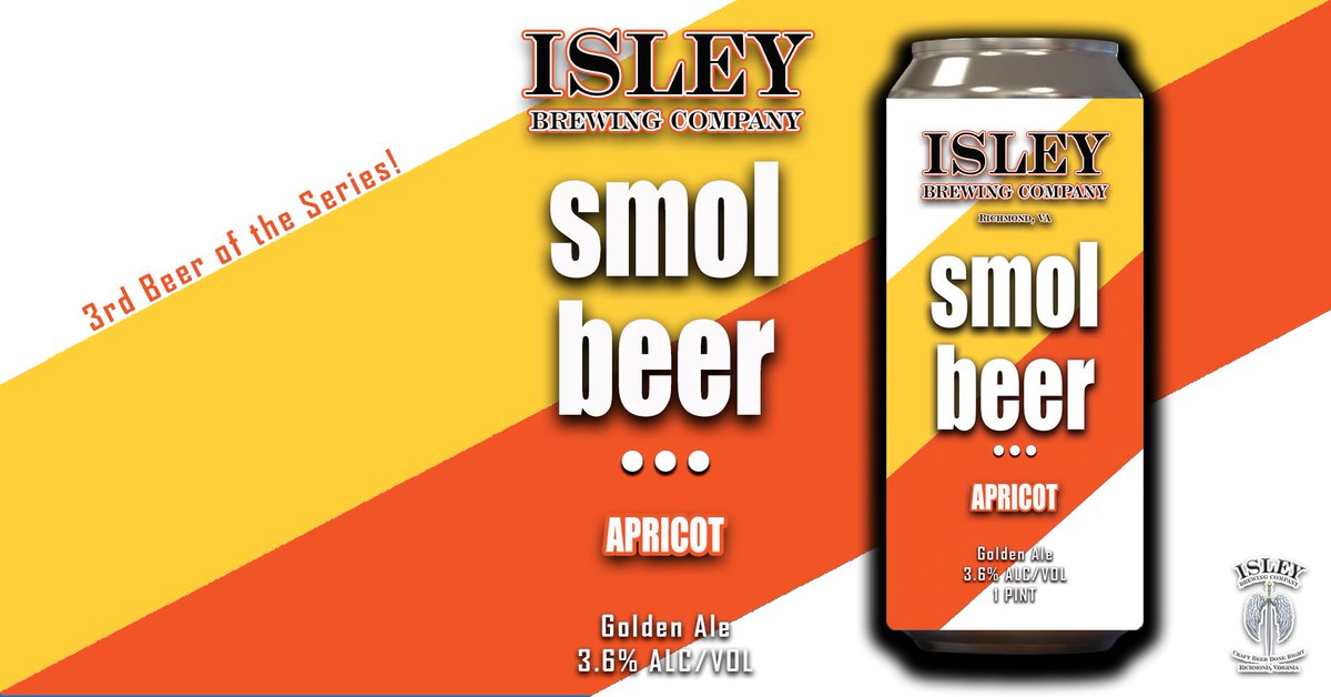 IsleyBrewing's tweet photo. Kickin off VA CRAFT BEER MONTH with the 3rd edition of our smol beer series!

smol beer - Apricot 💛🧡
Golden Ale
3.6% ABV
Our smol beer series is the perfect brew to round off Summer days at the pool and pair with evening backyard barbeques. Available Sat 8/6

#VACraftBeerMonth https://t.co/njk5lVpqIQ