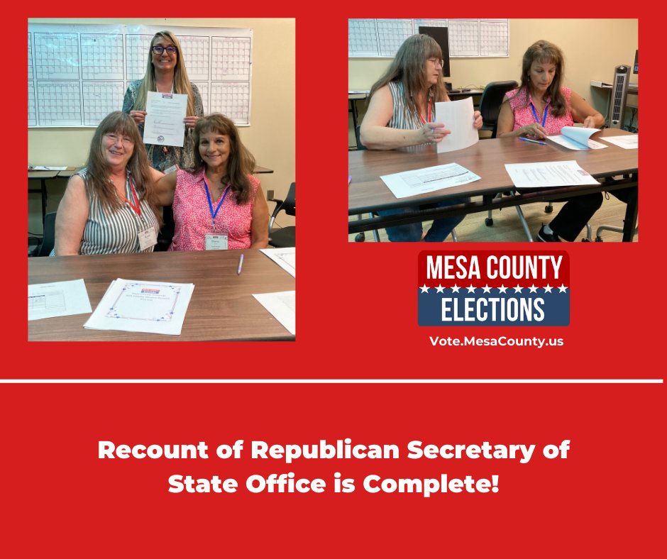 MesaElections's tweet photo. The bipartisan Canvass Board certified the recount.    The recount was conducted in the presence of watchers.  Vote totals did not change for Candidate Peters.  Candidate O'Donnell's total changed by 2 less votes. Candidate Anderson's changed by one less vote. https://t.co/WjObRssDXm