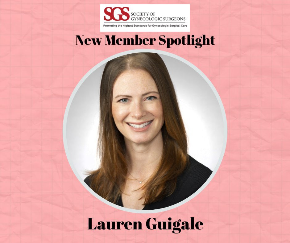 **SGS New Member Spotlight**: Dr. Lauren Guigale @DrLaurenG #urogynecologist currently in practice at @MageeUroGyn @UPMC Fun fact: She loves memorizing song lyrics Favorite surgery: #colpocleisis Life motto: 'work hard, play hard' Welcome Dr. Giugale!