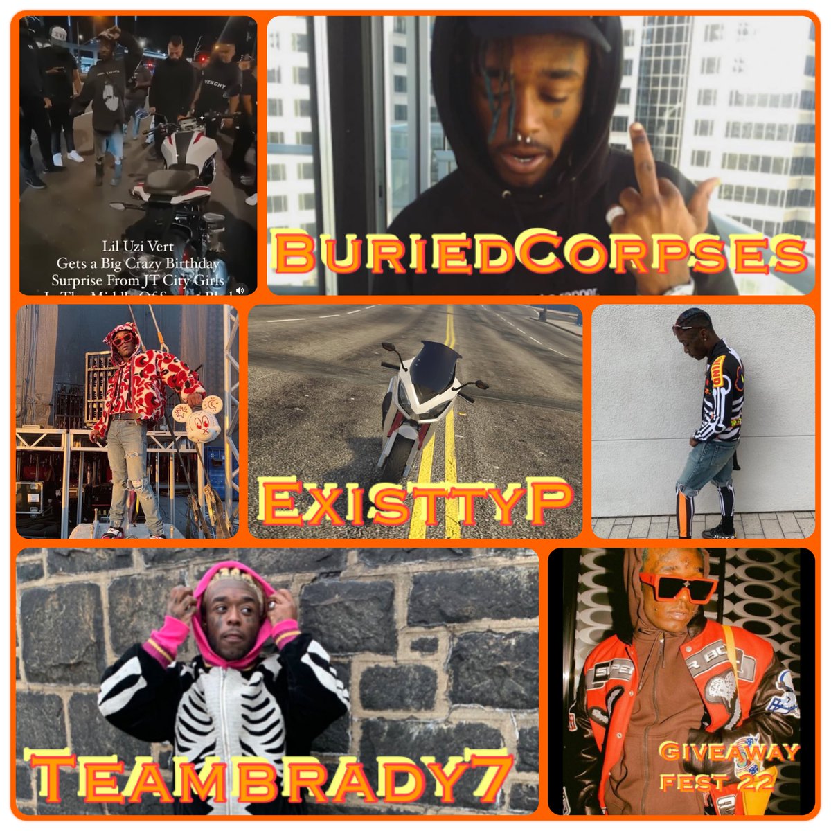 🌟Giveaway🌟

Lil Uzi - "Motorcycle Club" 🏍

•Feat. <a href="/brady7seven98/">Brady7seven98</a> &amp; <a href="/TeamBrady7Seven/">TeamBrady7Seven</a> 

🐍How To Enter🐍

🎊Follow Us🎊

<a href="/ExisttyP/">Existty🅿</a> ✅
<a href="/BuriedCorpses/">BuriedCorpses  |</a> ✅

•Like Tweet🖤

•Re-Tweet♻️

•Pick a Number from: 1-100

🏆3 Winners🏆 (PS4 Only)🎮

⏳Ends in 5 days⌛️

🍀Good Luck🍀