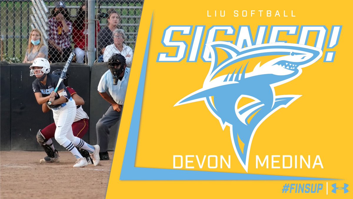 LIUSoftball's tweet photo. Shark Fans help us Welcome our next newcomer from Los Angeles, CA - 1B/ OF  Devon Medina! 🦈🥎 #liusb https://t.co/1gGQkohH5b