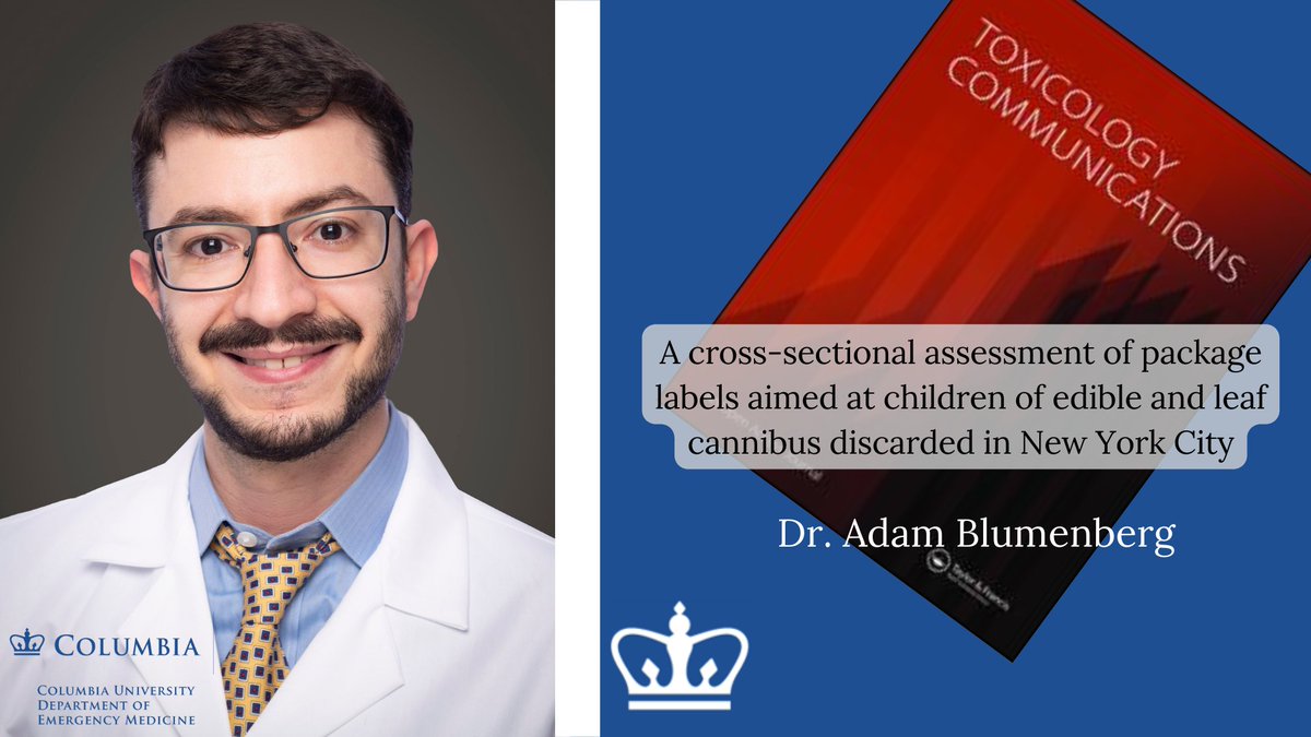 Columbia Emergency Medicine (@columbiaem) on Twitter photo Congratulations to <a href="/ABlumenbergMD/">Adam Blumenberg MD</a> on his publication in #Toxicology Communications <a href="/tandfonline/">Taylor & Francis Research Insights</a> "A cross-sectional assessment of package labels aimed at children of edible and leaf cannabis discarded in New York City" #cannabis <a href="/CHONY_ED/">MSCH ED</a>
Read on here: tandfonline.com/doi/full/10.10… Congratulations to <a href="/ABlumenbergMD/">Adam Blumenberg MD</a> on his publication in #Toxicology Communications <a href="/tandfonline/">Taylor & Francis Research Insights</a> "A cross-sectional assessment of package labels aimed at children of edible and leaf cannabis discarded in New York City" #cannabis <a href="/CHONY_ED/">MSCH ED</a>
Read on here: tandfonline.com/doi/full/10.10…