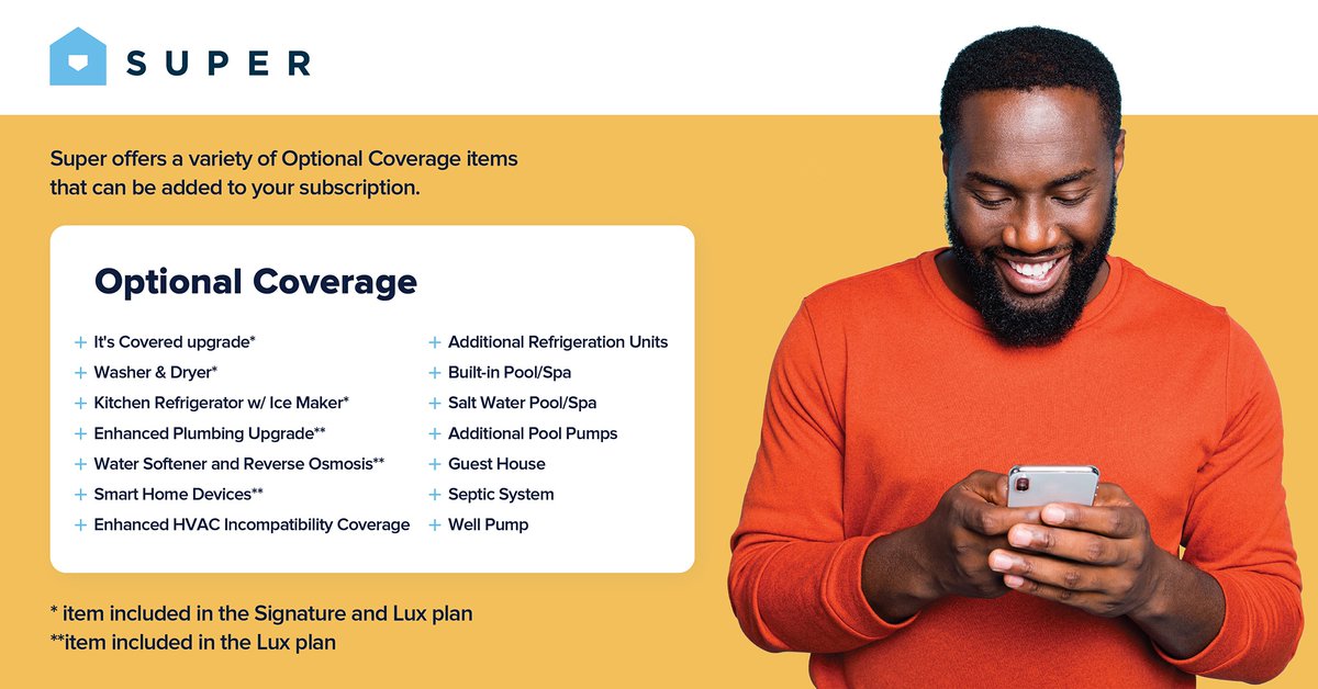 Our comprehensive subscriptions plans cover many of your essential appliances and systems. Need more protection? Check our our list of Optional Coverage items.