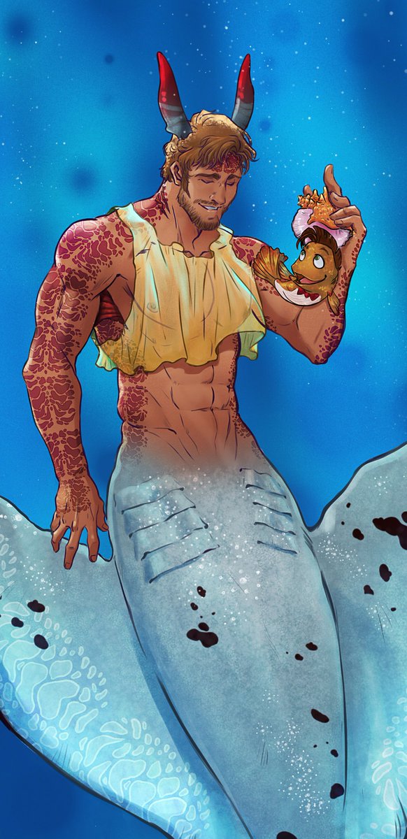 "Conch-hat" 🐠🐚🧜‍♂️ | Based on some rp shenanigans  #Mermaid #art