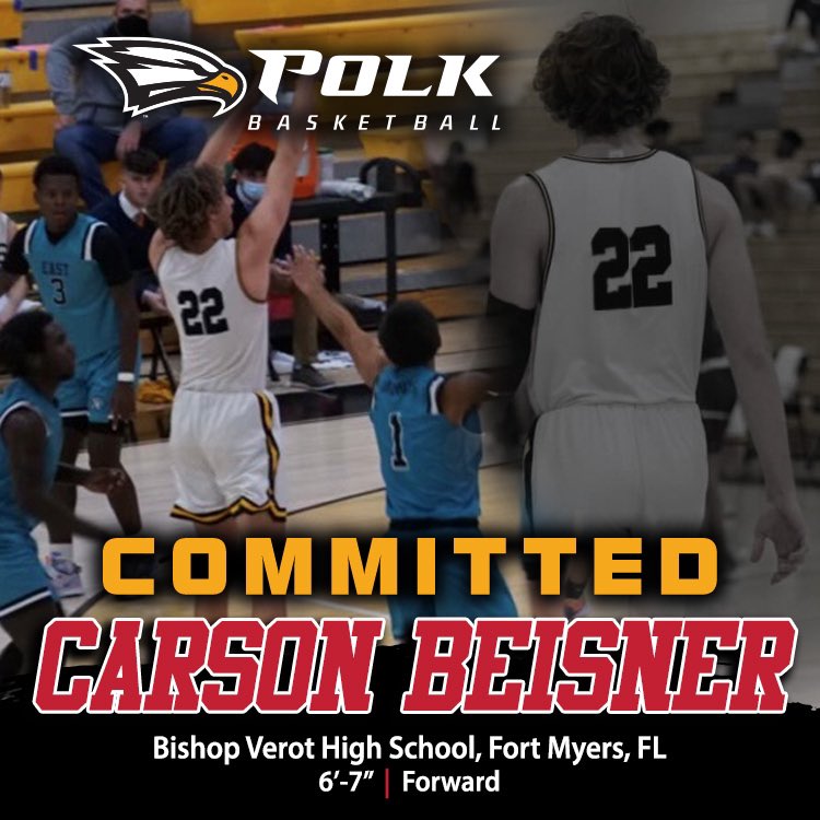 PolkStateHoops's tweet photo. Excited to welcome Carson Beisner (@carson_beisner) to the nest! He is a 6’7 Forward from Ft Myers, FL! Welcome to the nest big fella! https://t.co/fVUyMHomqd