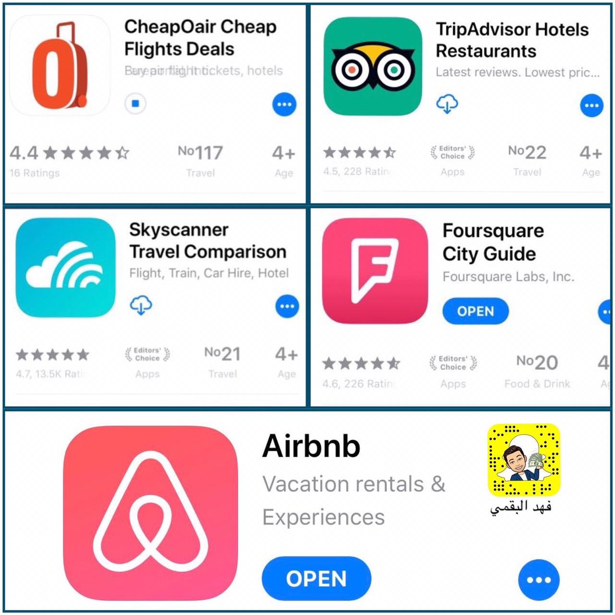 yahyaa__0011's tweet image. هذه أهم البرامج العالمية اللي من خلالها تقدر تحجز فنادق، شقق، طيران، سيارات وحتى ترشدك لأفضل الأماكن🙏🏻
 #مقاطعه_بوكينج