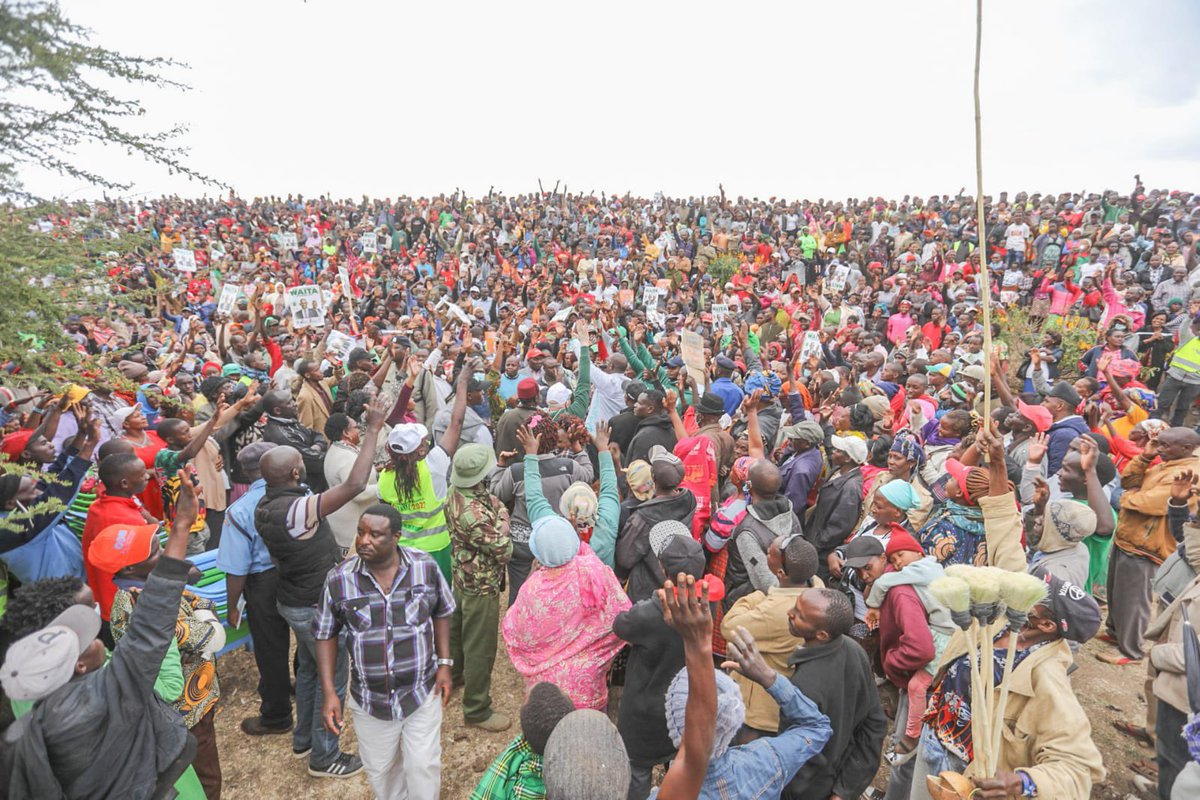 HonKathinzi's tweet photo. The people of Machakos are hungry  for development, for services &amp; for the restoration of their dignity. Looking at the sea of people in Katangi, they know #WaitaNaSuluhu is the team that can deliver. https://t.co/2raPeON34J