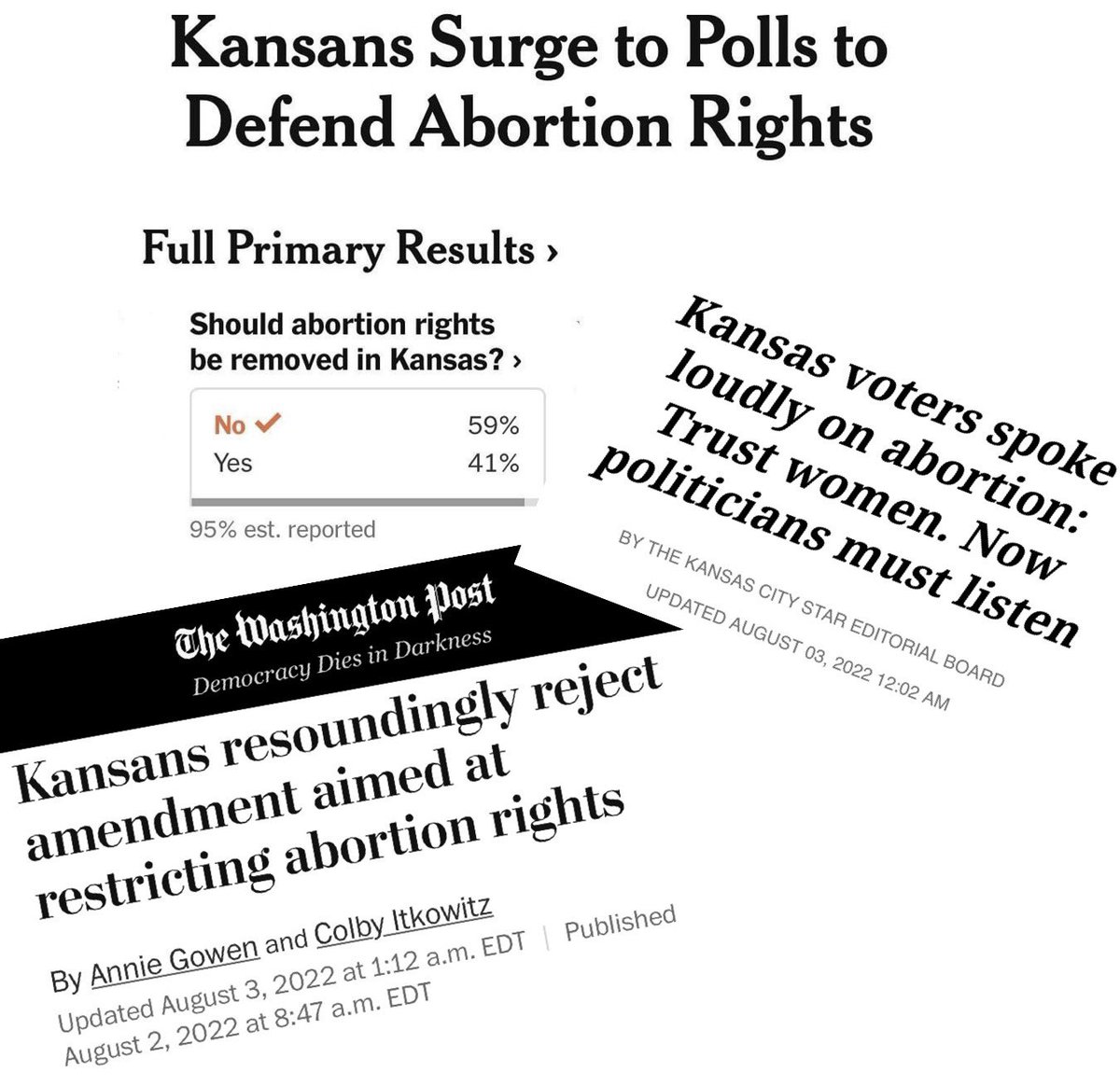 BayArea4Bernie's tweet photo. “Congratulations to the people of Kansas for coming out in large numbers to make clear that abortion is a right and that it is women who control their own bodies, not the government.”

~ @BernieSanders, Wednesday, August 3, 2022: 
#Kansas #WomensRights #AbortionIsHealthcare https://t.co/cLsKhCnTMr