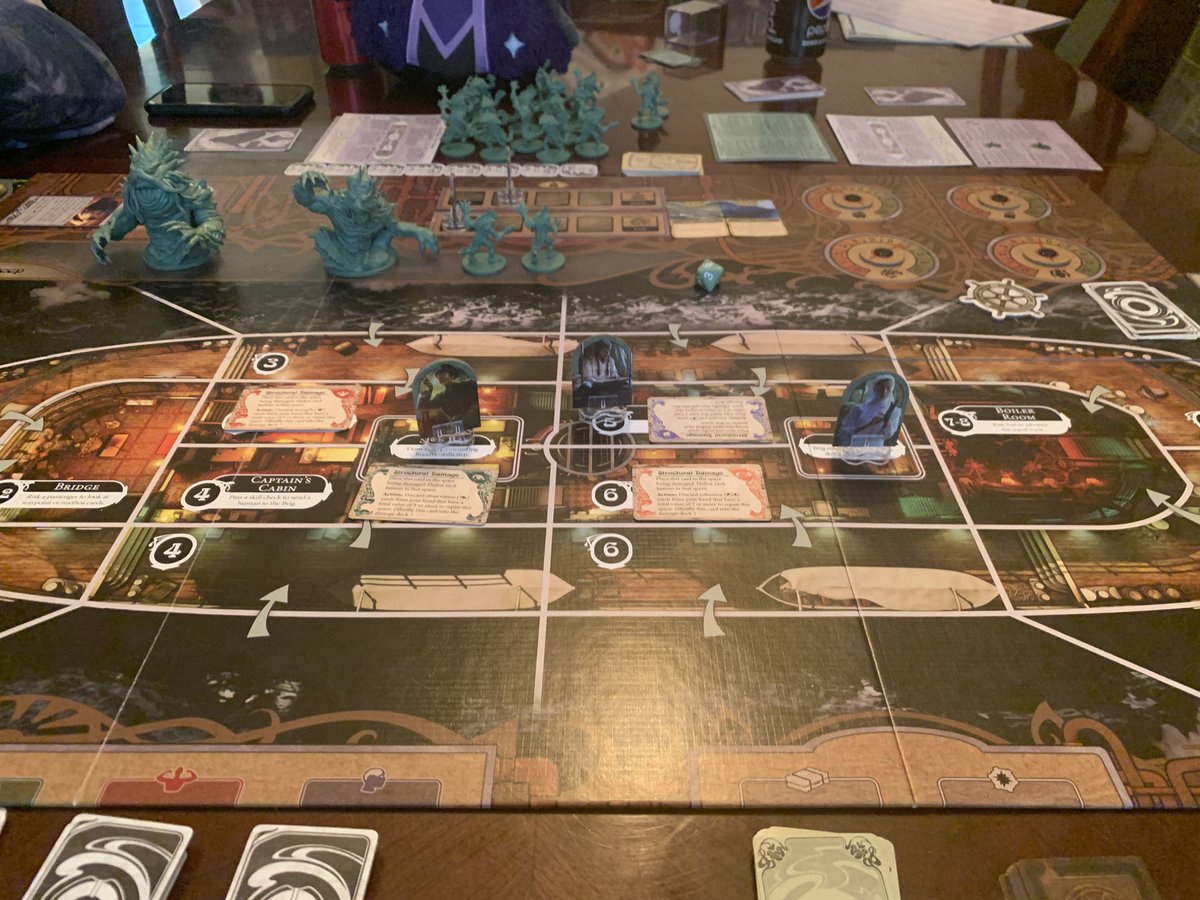 ACassDarkly's tweet image. We have completed a ritual to drive the Deep Ones back into the churning sea. But with Svetlana confined to the brig for her visions, Jeanne and William just out of the sickbay, and much of the ship in shambles, things aboard the Atlantica are not very pogchamp. #Unfathomable