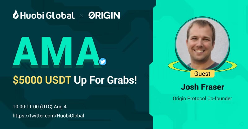 HTX_Global's tweet photo. 🥳 #Huobi x  Origin Protocol AMA!

Share $5000 $USDT:

☑️1. Follow @HuobiGlobal, @OriginProtocol,
@DujunX ,@Eljaboom

☑️ 2. Retweet + Tag Friends 

☑️ 3. Join our Twitter Spaces AMA
https://t.co/JQKpmPKPbG

☑️ 4. Answer quiz AFTER the event