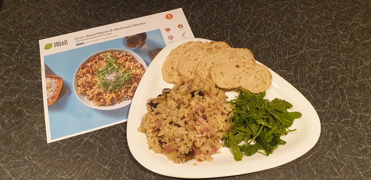 AshenKaijuFae's tweet photo. Mushroom and Bacon risotto~ 🌿 
#hellofreshsnaps #Vtuber #VtubersEN https://t.co/Vf8ub8cB54