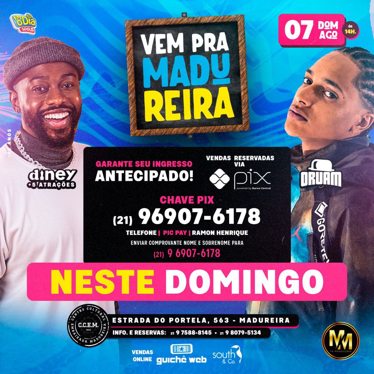 mixloungewhisk's tweet photo. NESTE DOMINGÃO TEM ORUAM E DINEY EM MADUREIRA  🔥😍

‼️FALTAM APENAS 4 DIAS ‼️

BEBIDAS A PREÇO DE CUSTO 🥳

VOCÊ NÃO VAI FICAR DE FORA DESSA NÉ? GARANTA JÁ SEU INGRESSO 🎟

#vempramadureira
MMTXPRODUÇÕES https://t.co/5GZZM0tCgH