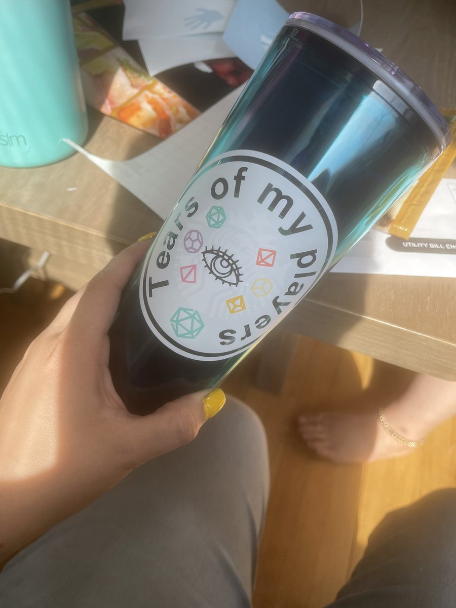 Kay_In_Chaos's tweet photo. Haven’t even officially Dm’ed yet and I have my first DM cup. Made my by bestie/one of my players. #dnd #tearsofmyplayers #handmade https://t.co/1uOR6NunWb