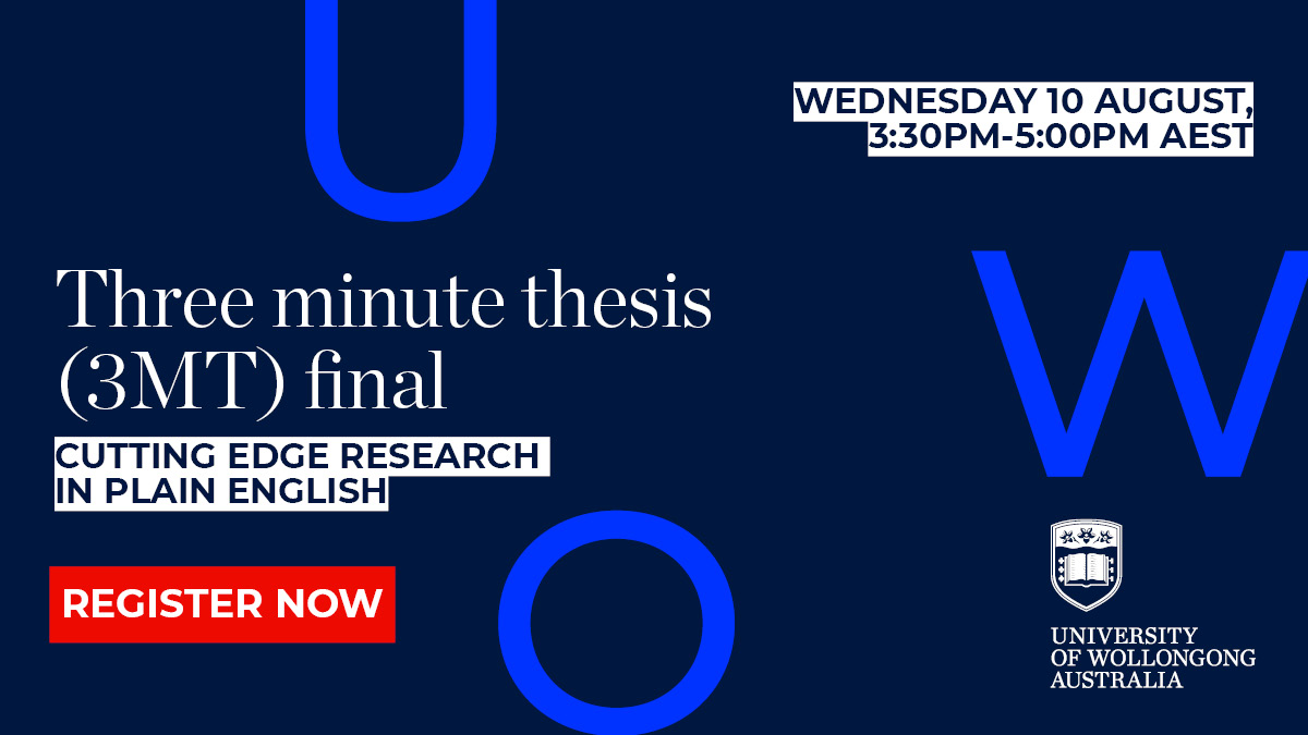 uowresearch's tweet photo. Meet the PhD Candidates competing in @UOW's 2022 #3MT Final
https://t.co/rNQDw453zu

Register: https://t.co/xtU2541DHd

@Eileen_Wallace_, @CarlyBaker49, @MindtheFamily,
@Natalie4Day, @havyatt, Michael Stapleton, Sarah Vogel, @CatMStephen, Sarah O’Hea Miller https://t.co/DJZK9bSAfC