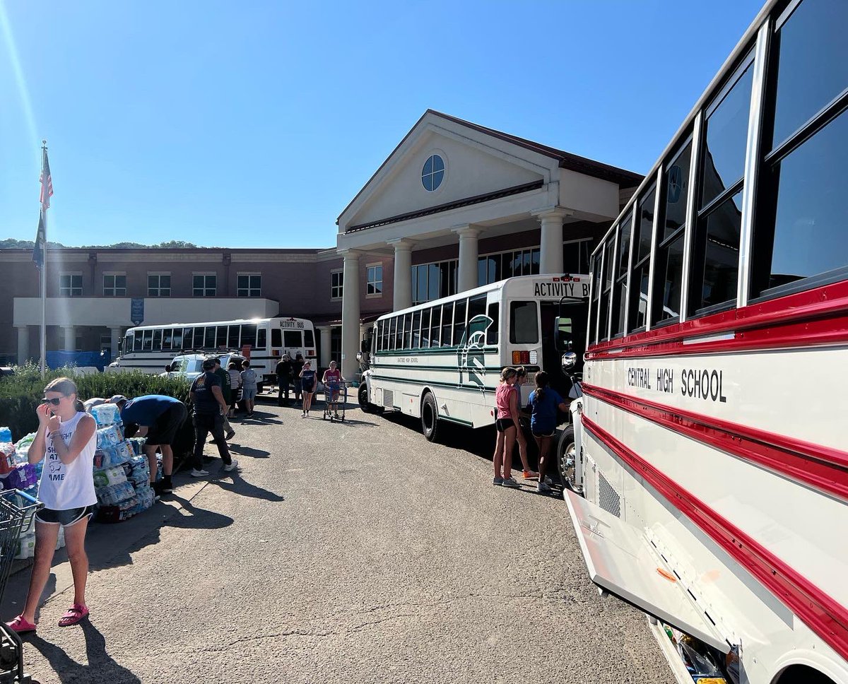 We delivered three bus loads of supplies today to Letcher County. #teamwork #wisecoschools