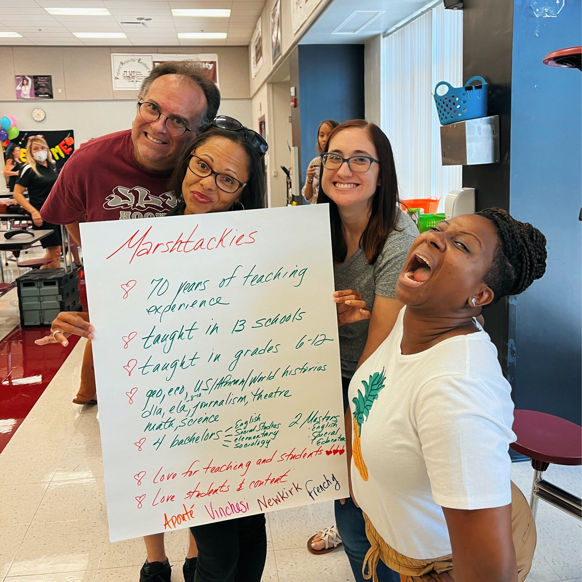 MrsHammondAP's tweet photo. Welcome back @JLMSlonghorns staff! So nice to meet each of you today. These collective resumes highlight some of the extensive experience and strengths these Longhorns bring to the classroom each day ✏️🐮 #teamworkmakesthedreamwork @pascoschools @mhetzlernettles https://t.co/DZ5jw1o86x
