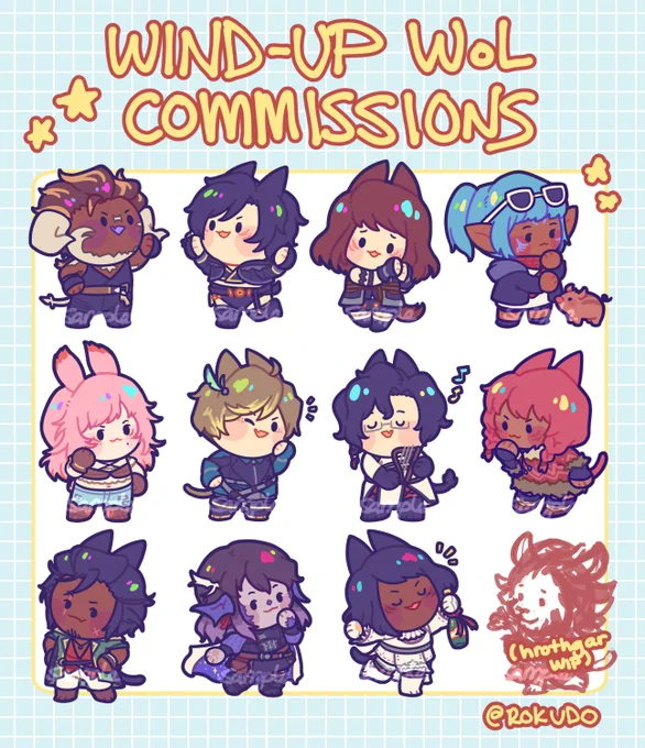 wind-up wol comms will be reopening FRIDAY, AUG 5TH @ 7PM EST

some info to prepare:
- limited slots
- they will NOT be fcfs and i will be accepting slots in waves
- you can request up to TWO characters
- WoL/XIV OC/NPC OK!
- link to google form will be posted when comms open 