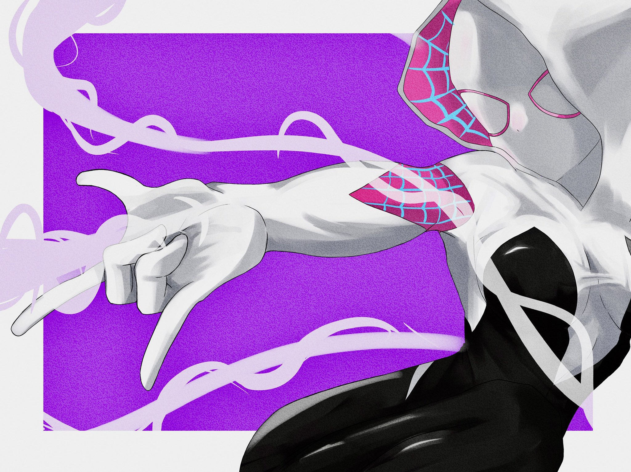 桃桃子先生　直筆イラスト　スパイダーグウェン　アメコミ コミック「スパイダーグウェン：シャドウクローンズ」、桃桃子