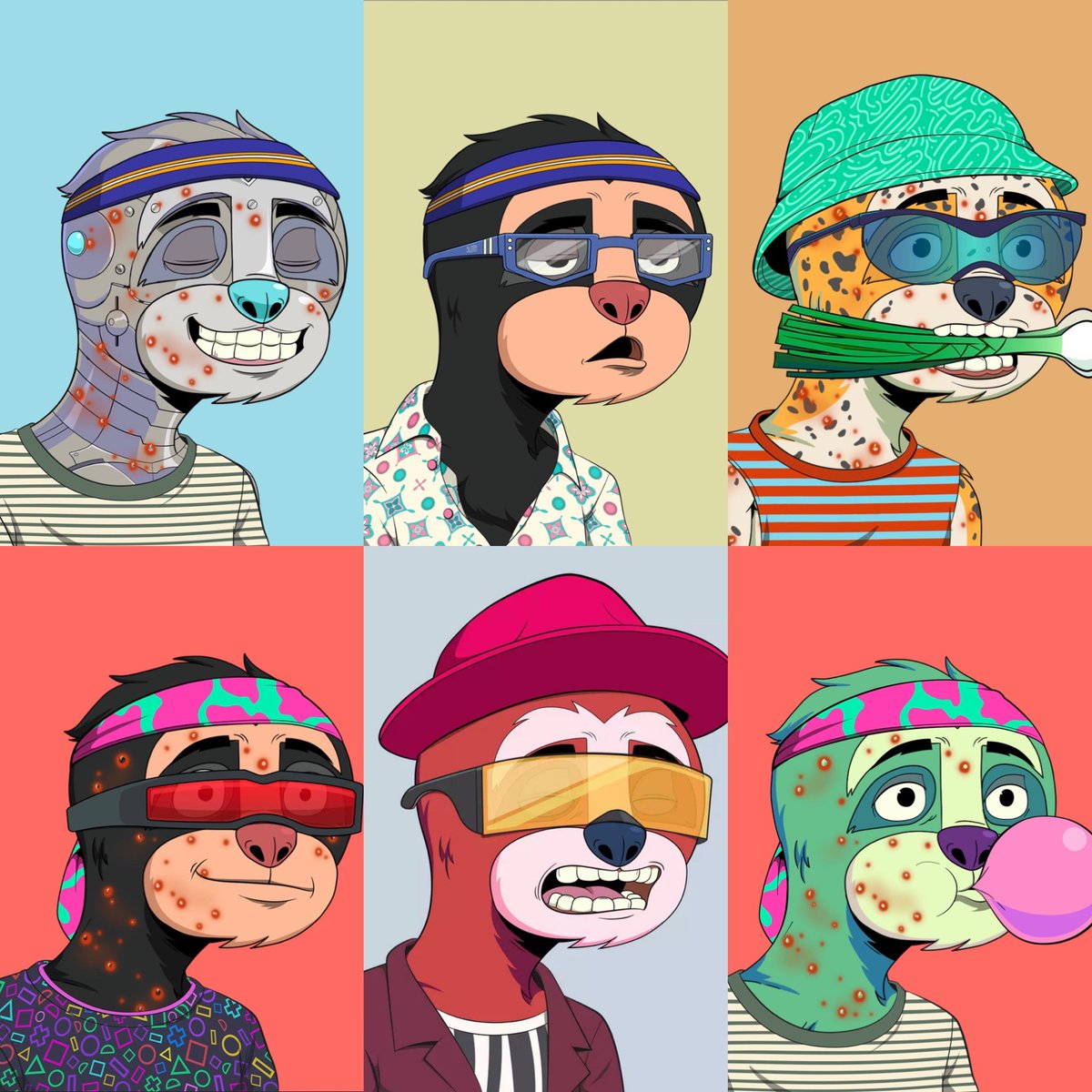 meta_ranger's tweet photo. @0xyfed @CasualSloths Nice! Here’s my crew! #casualasusual #slothgang #casualsloths #slothropolis #drchockblain #slothlife @PinkMuzzle https://t.co/lMK13YQZGN