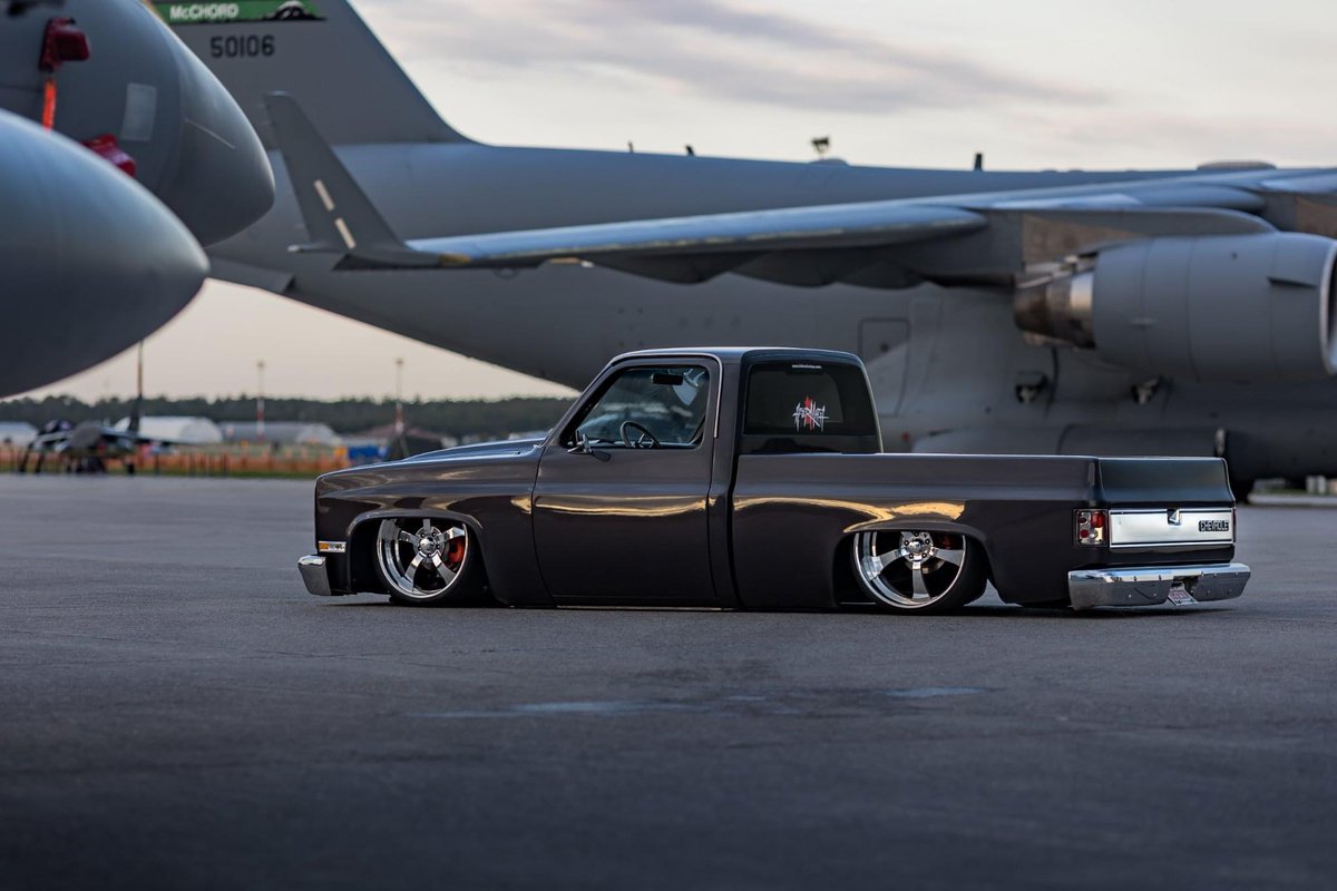 The photoshoot game has been changed with @tdrphotography01’s latest shoot with @chaddoucet’s #AccuAir equipped C10. 🛩 📸 @tdrphotography01 #eLevel #Bagged #BaggedTrucks #Chevy #ChevroletPerformance #C10 #F15 #FighterJet #TopGun #AmericanMuscle #Slammed #AirRide