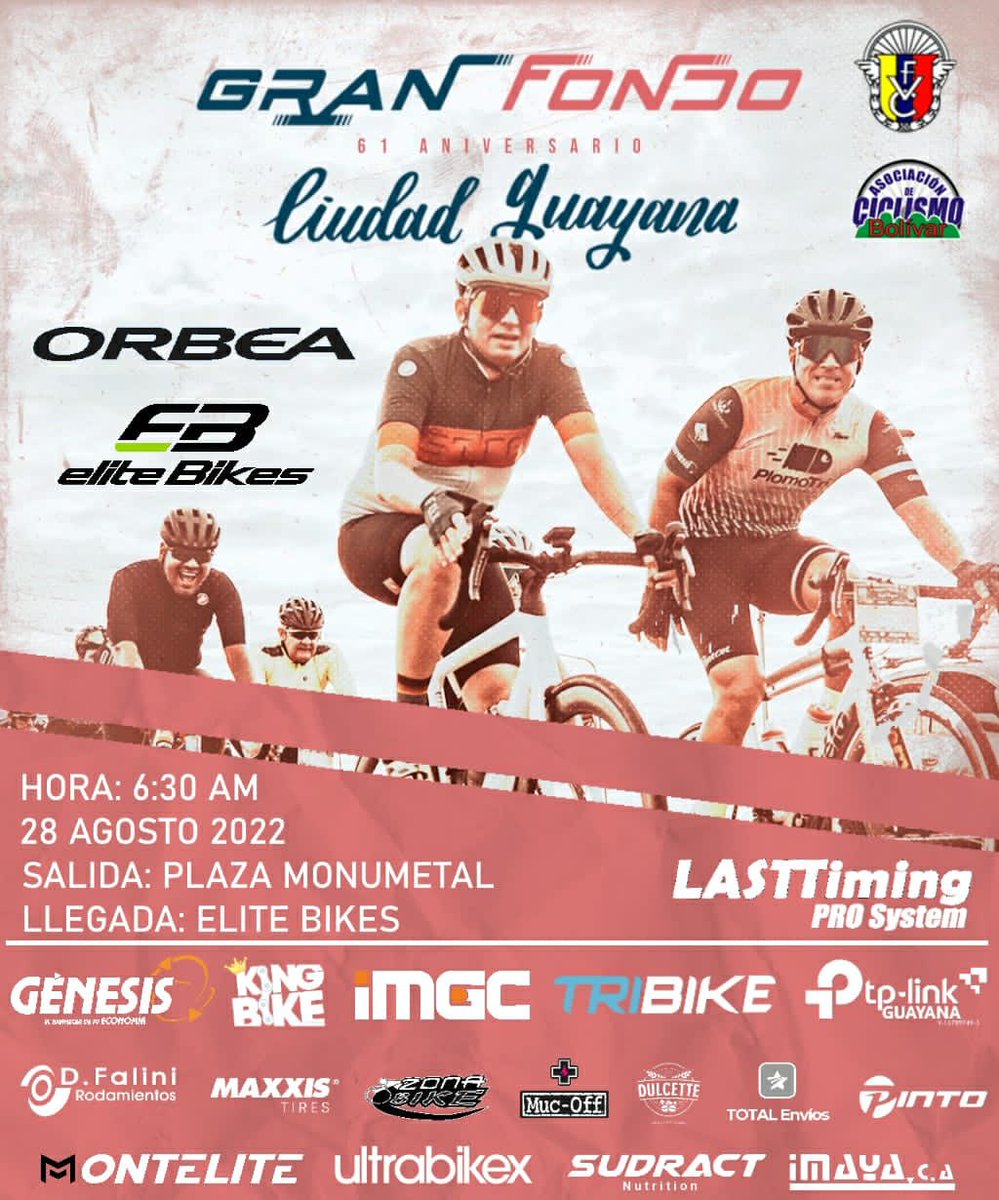 jeampoolnaima's tweet photo. Oficialmente Inscrito para el #GranFondoCiudadGuayana participaré en la distancia de 160 km en #BiciMTB #GFCG
Busco patrocinadores. Los patrocinadores serán mencionados con sus logos en todas mis redes sociales. Más detalles al privado. 🙏🏼 https://t.co/MtVCYcrQqG