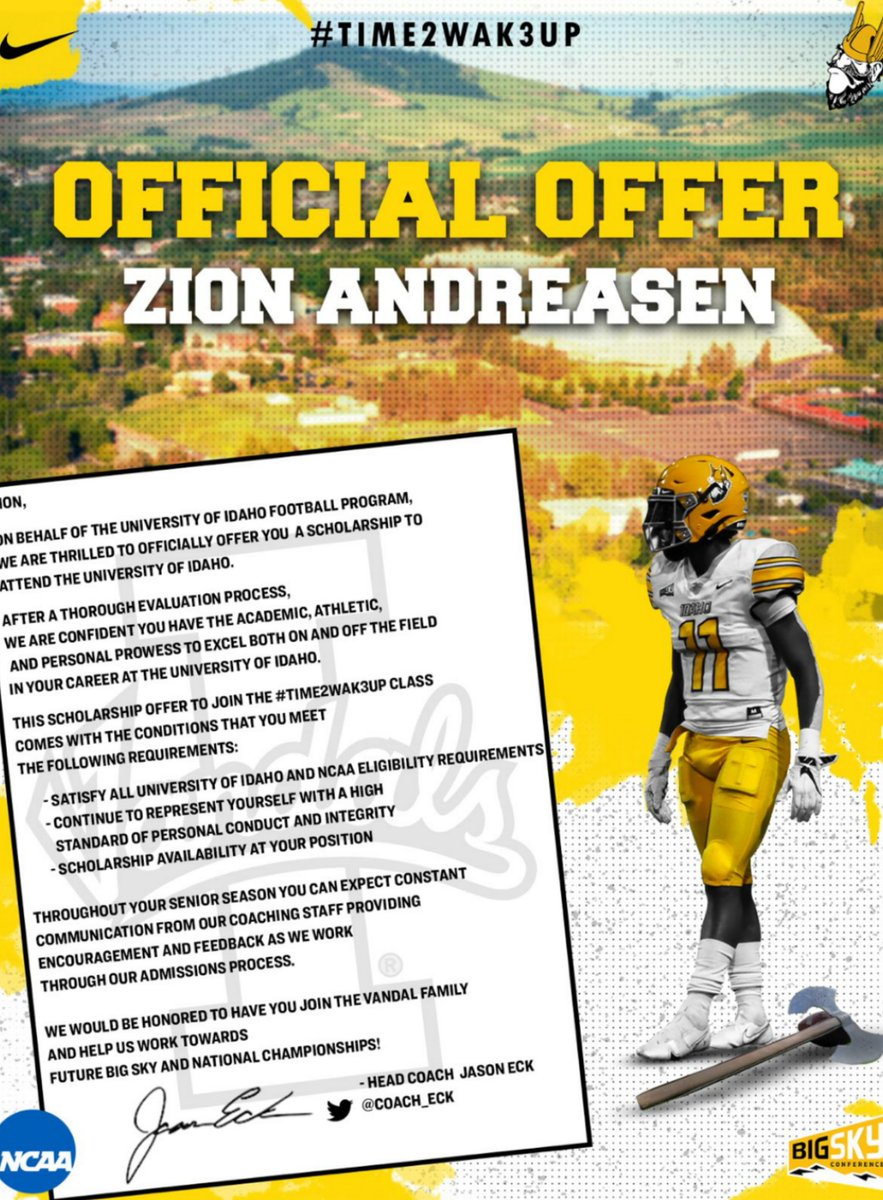 Appreciate the love!! <a href="/VandalFootball/">Idaho Football</a> <a href="/coach_asuega/">Kapono Roy Asuega</a> <a href="/RobAurich/">Coach Aurich</a> <a href="/Coach_Eck/">Jason Eck</a>